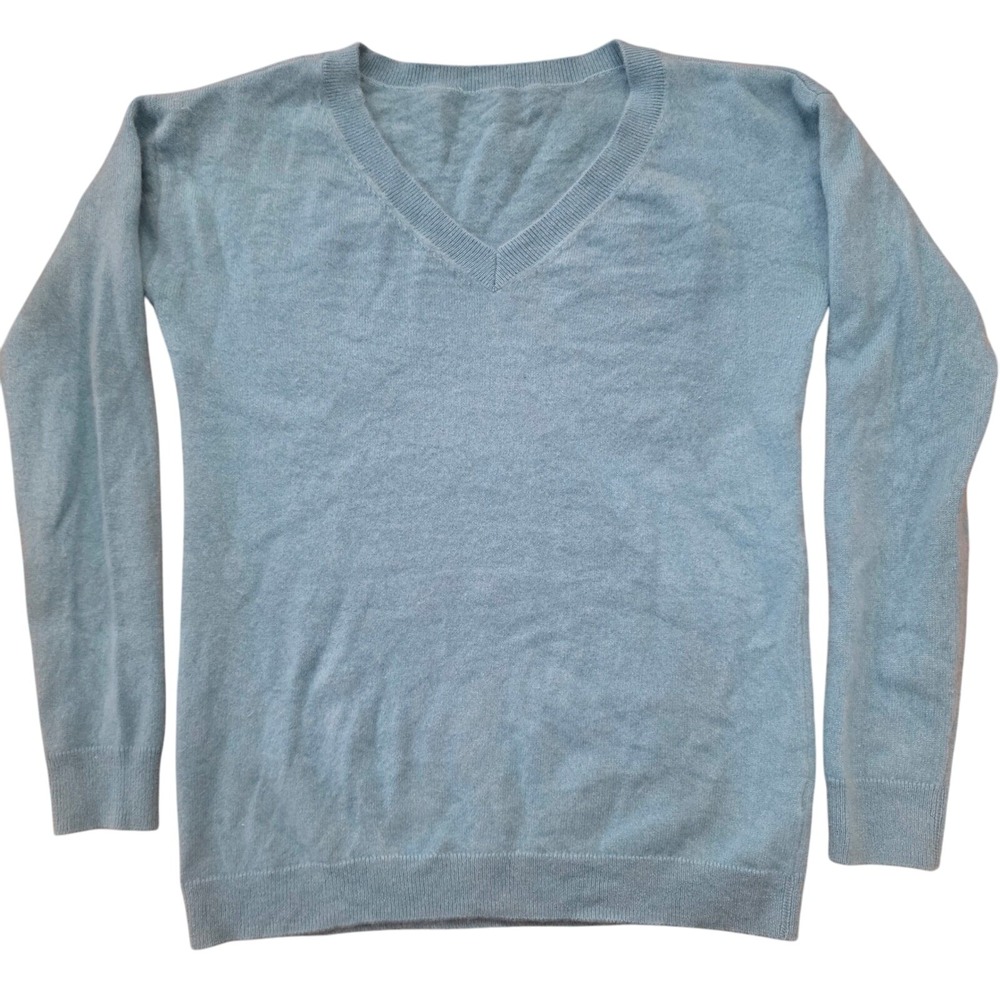Talbots 100% Cashmere V-Neck Sweater Turquoise Blue Women's S Old Money Preppy